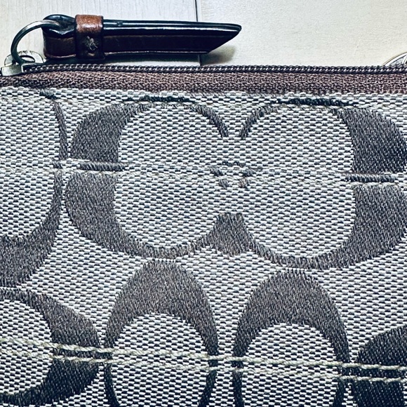 Coach Tan Signature Canvas with Leather Mini Zip Coin Card Case W/ Key Ring - Picture 10 of 12